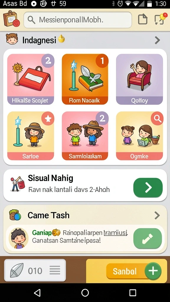 h03 - Tangkapan layar pertama menunjukkan karakter utama dengan latar belakang dunia fantasi.